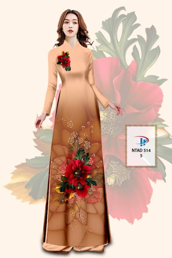 Vải Áo Dài Hoa In 3D Độc Đáo AD NTAD514 63 Vải Áo Dài Hoa In 3D Độc Đáo AD NTAD514