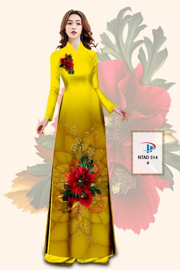 Vải Áo Dài Hoa In 3D Độc Đáo AD NTAD514 62 Vải Áo Dài Hoa In 3D Độc Đáo AD NTAD514