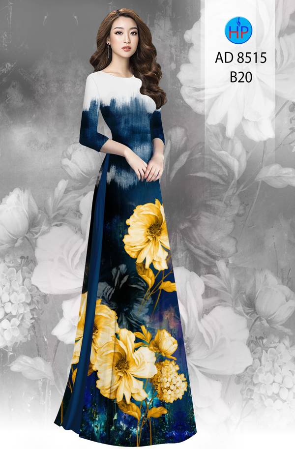 Vải Áo Dài Hoa In 3D Kiểu Mới AD 8515 47 Vải Áo Dài Hoa In 3D Kiểu Mới AD 8515