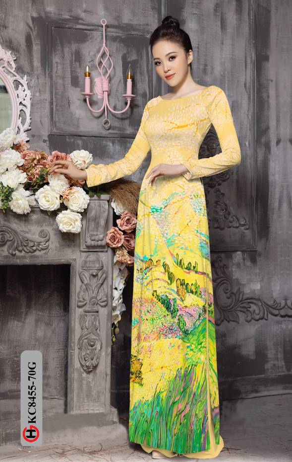 Vải Áo Dài Phong Cảnh Mới Ra AD KC8455