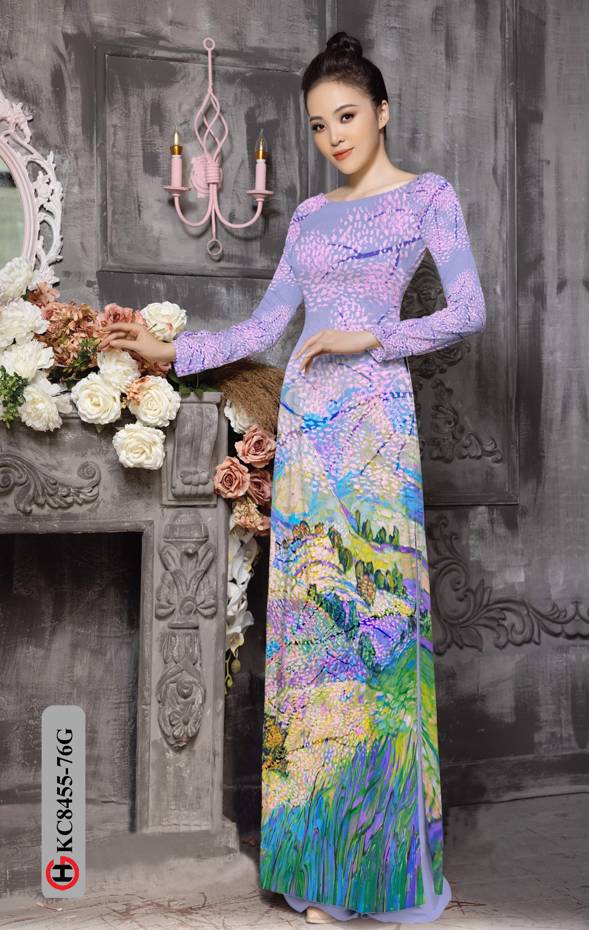 Vải Áo Dài Phong Cảnh Mới Ra AD KC8455