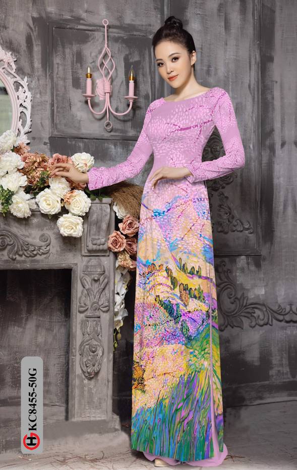 Vải Áo Dài Phong Cảnh Mới Ra AD KC8455