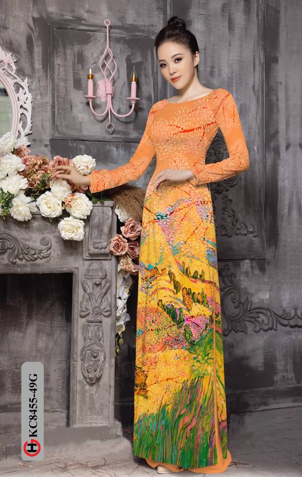 Vải Áo Dài Phong Cảnh Mới Ra AD KC8455