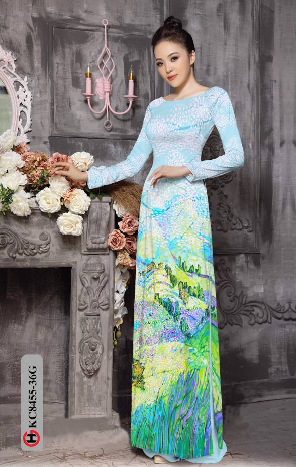 Vải Áo Dài Phong Cảnh Mới Ra AD KC8455