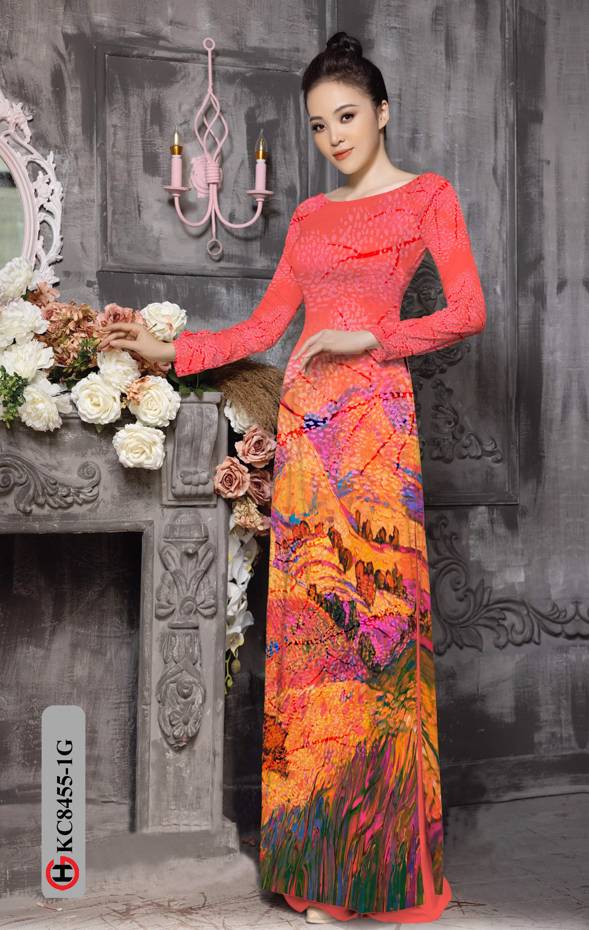 Vải Áo Dài Phong Cảnh Mới Ra AD KC8455