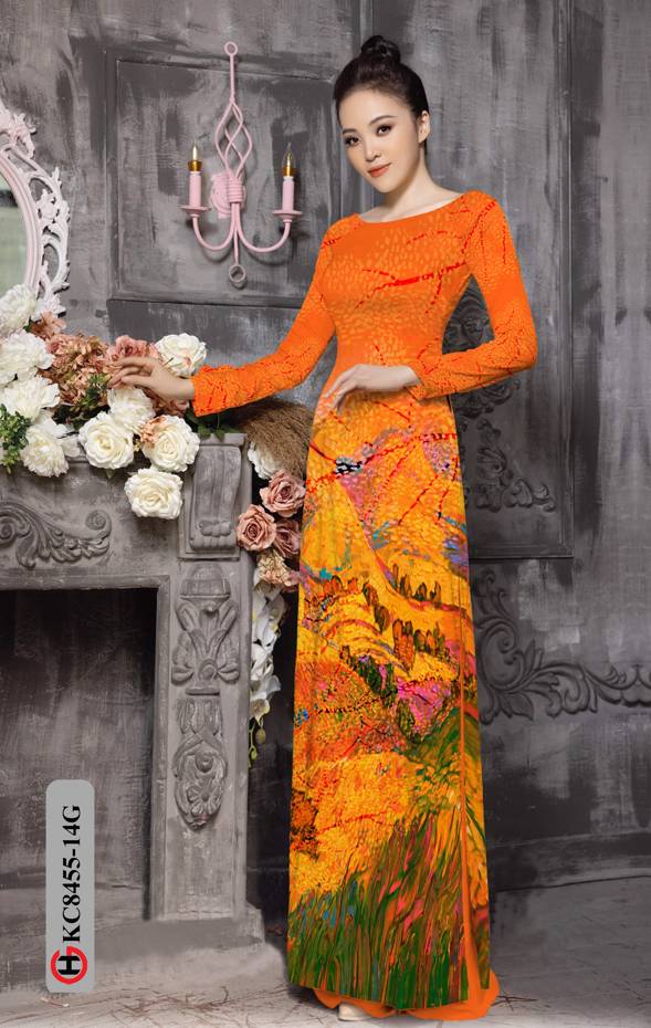 Vải Áo Dài Phong Cảnh Mới Ra AD KC8455