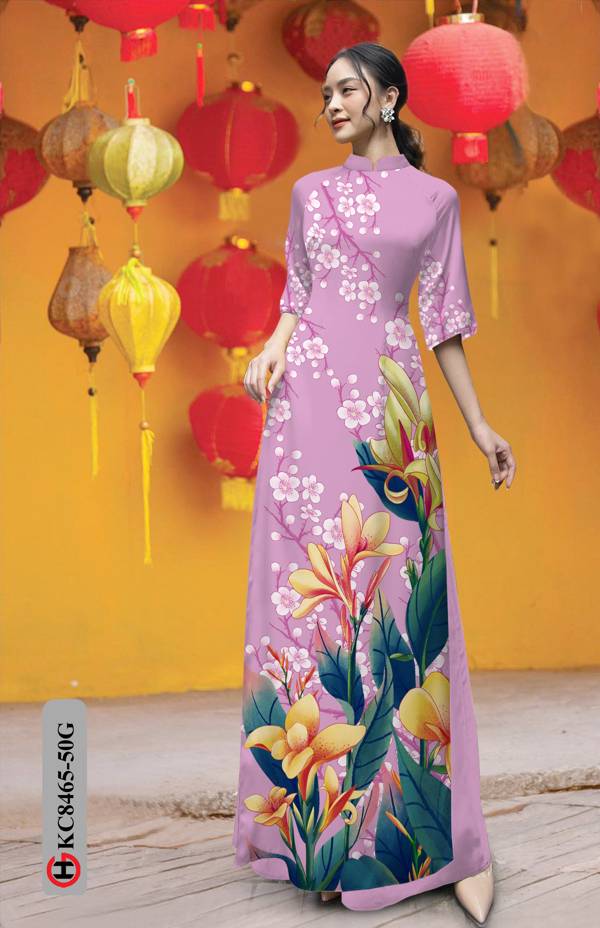Vải Áo Dài Hoa Ly Thiết Kế 2021 AD KC8465 38 Vải Áo Dài Hoa Ly Thiết Kế 2021 AD KC8465