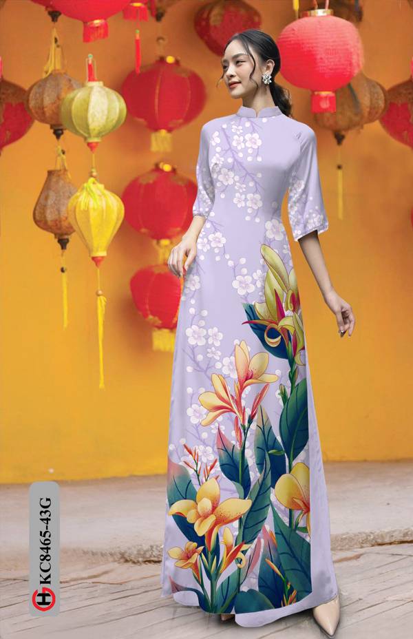 Vải Áo Dài Hoa Ly Thiết Kế 2021 AD KC8465 40 Vải Áo Dài Hoa Ly Thiết Kế 2021 AD KC8465