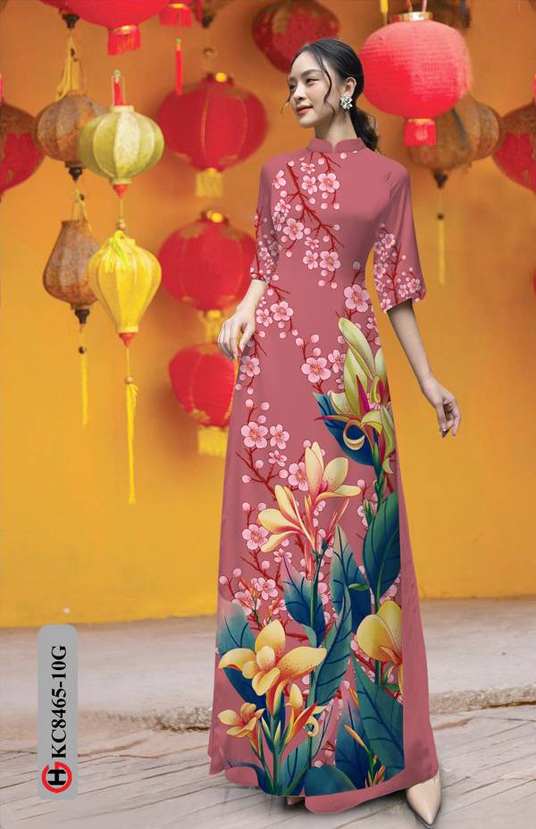 Vải Áo Dài Hoa Ly Thiết Kế 2021 AD KC8465 46 Vải Áo Dài Hoa Ly Thiết Kế 2021 AD KC8465