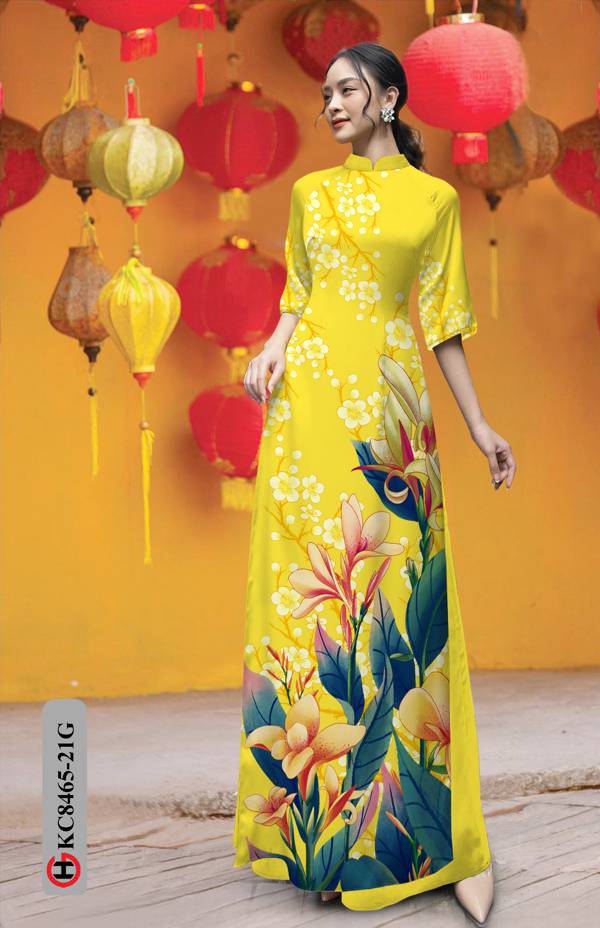 Vải Áo Dài Hoa Ly Thiết Kế 2021 AD KC8465 48 Vải Áo Dài Hoa Ly Thiết Kế 2021 AD KC8465