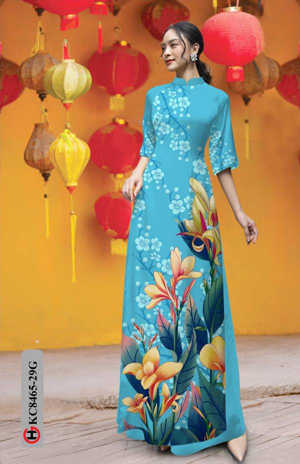 Vải Áo Dài Hoa Ly Thiết Kế 2021 AD KC8465 50 Vải Áo Dài Hoa Ly Thiết Kế 2021 AD KC8465