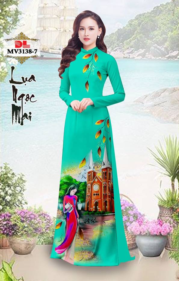 Vải Áo Dài Nhà Thờ Đức Bà Thiết Kế 2021 AD MV3138