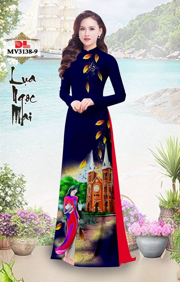Vải Áo Dài Nhà Thờ Đức Bà Thiết Kế 2021 AD MV3138