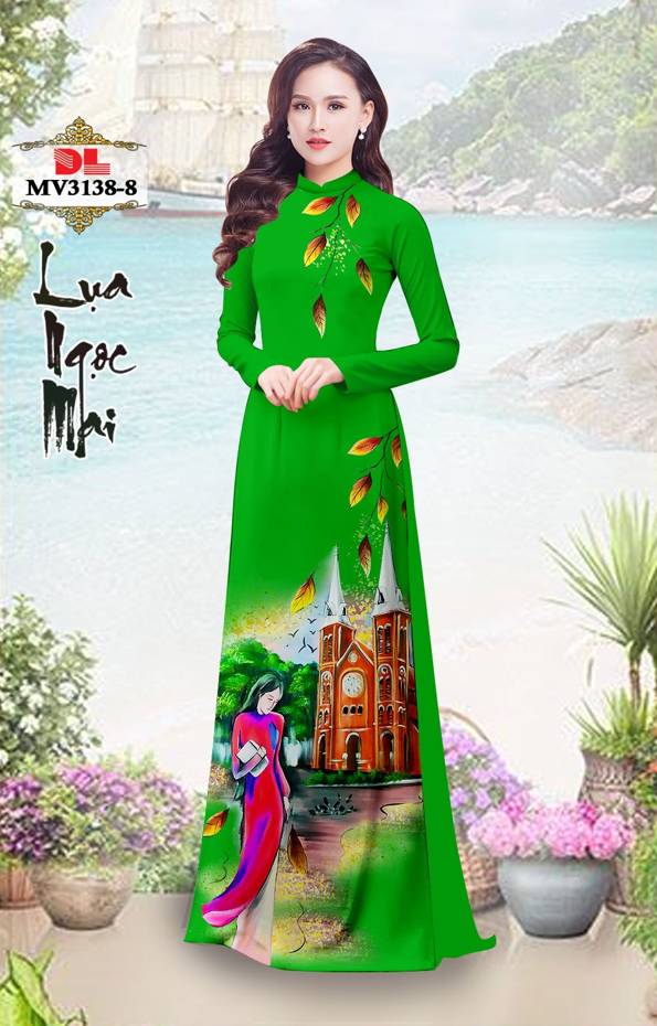 Vải Áo Dài Nhà Thờ Đức Bà Thiết Kế 2021 AD MV3138