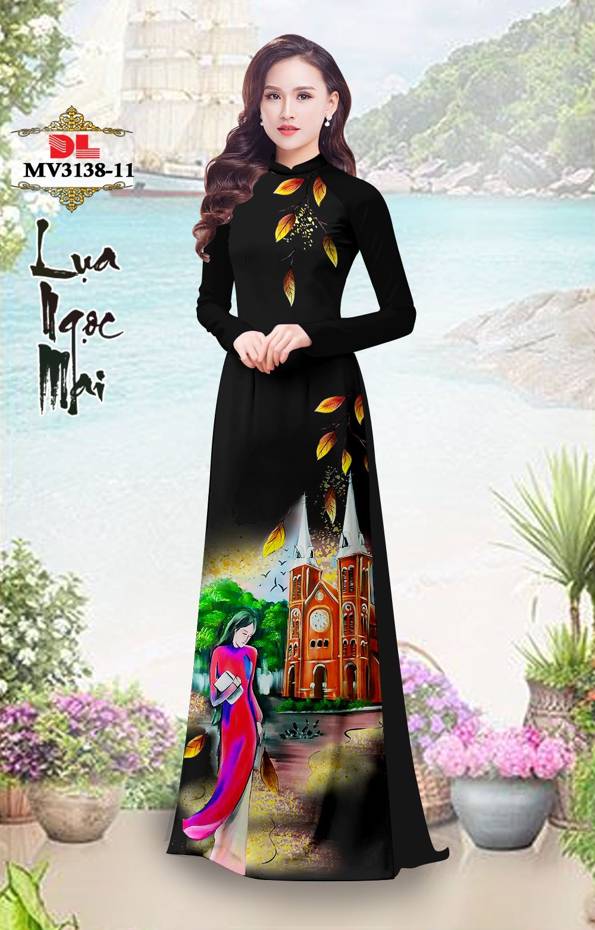 Vải Áo Dài Nhà Thờ Đức Bà Thiết Kế 2021 AD MV3138