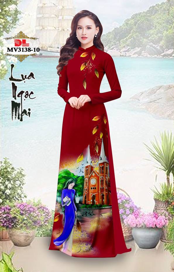 Vải Áo Dài Nhà Thờ Đức Bà Thiết Kế 2021 AD MV3138