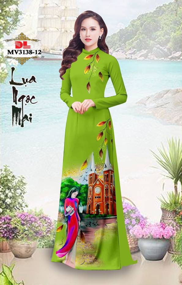 Vải Áo Dài Nhà Thờ Đức Bà Thiết Kế 2021 AD MV3138