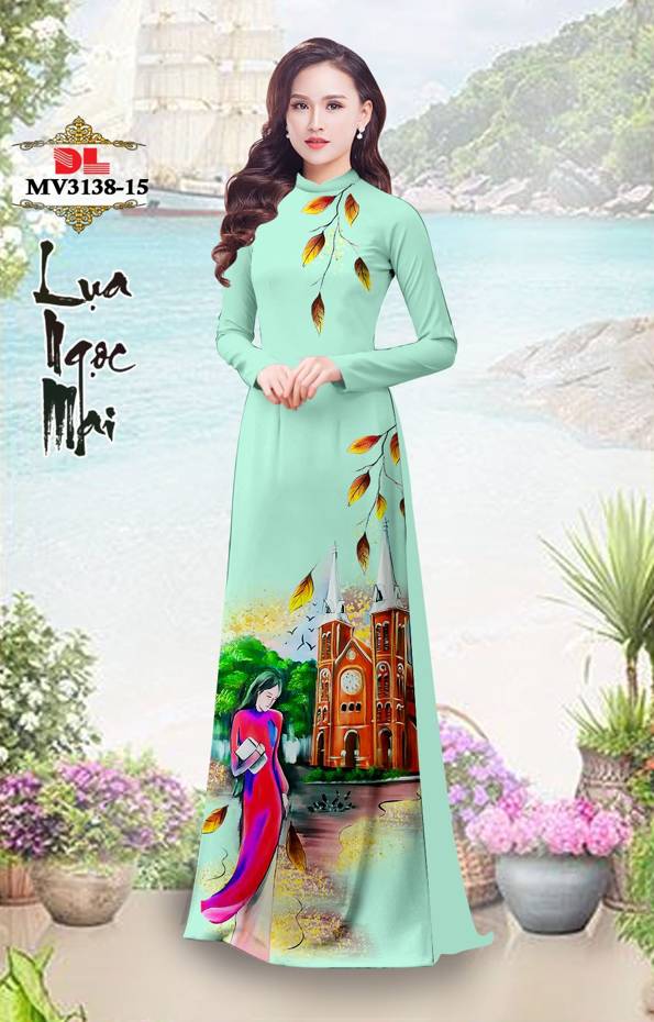 Vải Áo Dài Nhà Thờ Đức Bà Thiết Kế 2021 AD MV3138