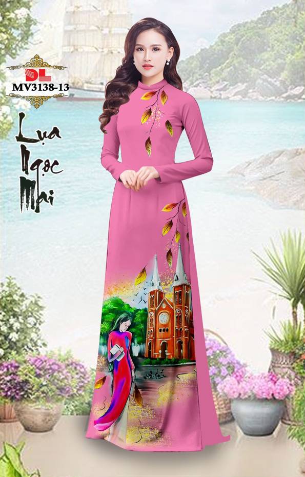 Vải Áo Dài Nhà Thờ Đức Bà Thiết Kế 2021 AD MV3138
