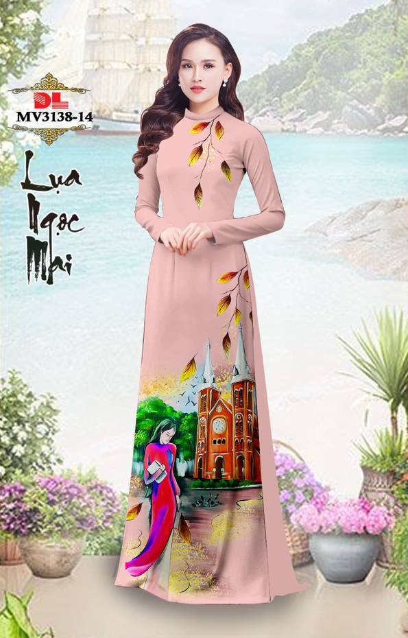 Vải Áo Dài Nhà Thờ Đức Bà Thiết Kế 2021 AD MV3138