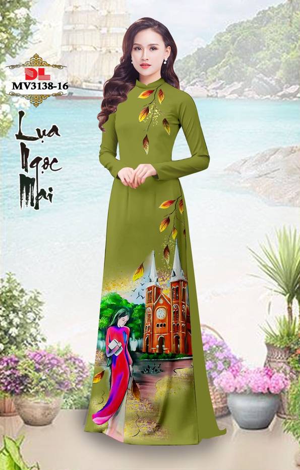 Vải Áo Dài Nhà Thờ Đức Bà Thiết Kế 2021 AD MV3138