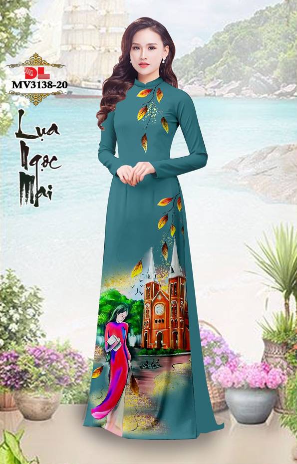 Vải Áo Dài Nhà Thờ Đức Bà Thiết Kế 2021 AD MV3138