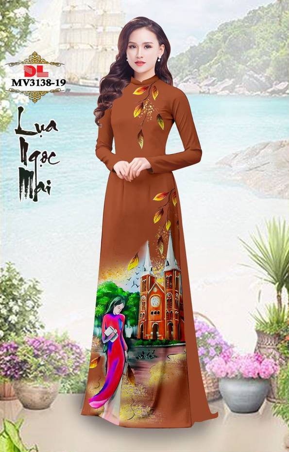Vải Áo Dài Nhà Thờ Đức Bà Thiết Kế 2021 AD MV3138