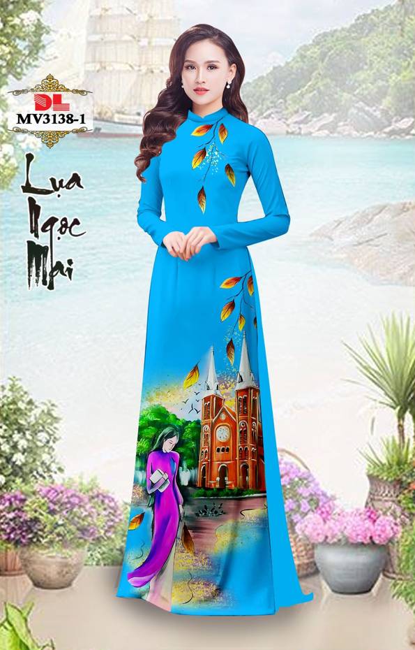 Vải Áo Dài Nhà Thờ Đức Bà Thiết Kế 2021 AD MV3138