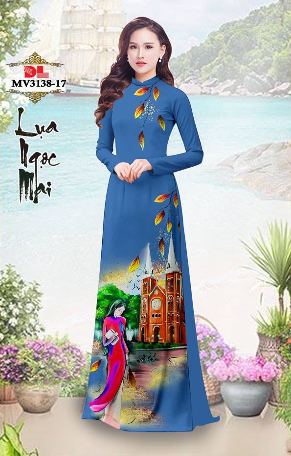 Vải Áo Dài Nhà Thờ Đức Bà Thiết Kế 2021 AD MV3138