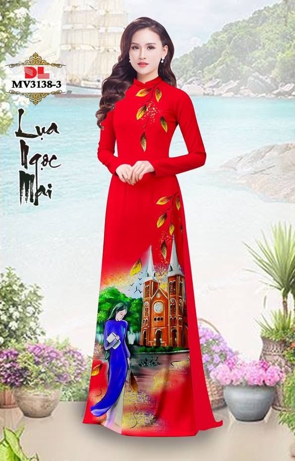 Vải Áo Dài Nhà Thờ Đức Bà Thiết Kế 2021 AD MV3138
