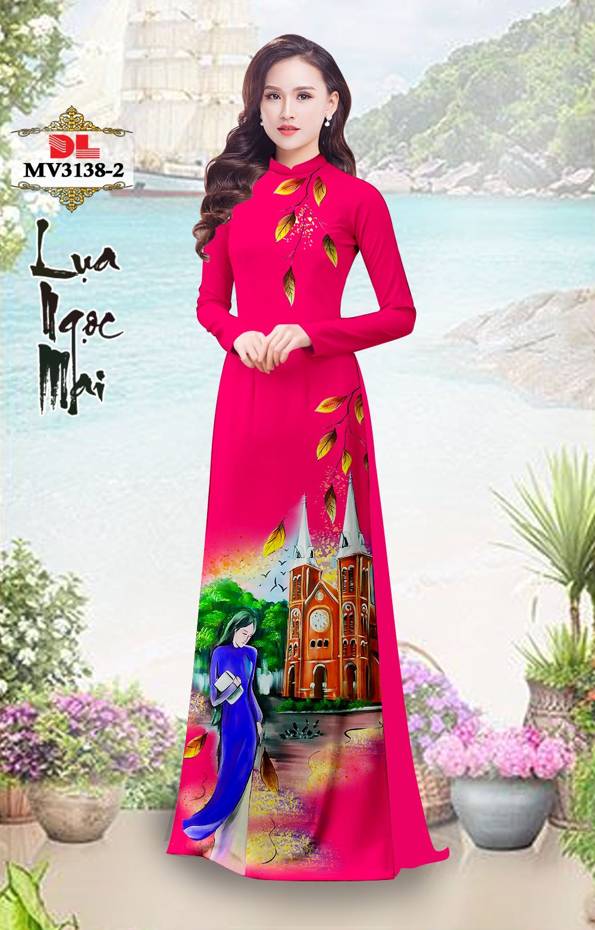 Vải Áo Dài Nhà Thờ Đức Bà Thiết Kế 2021 AD MV3138