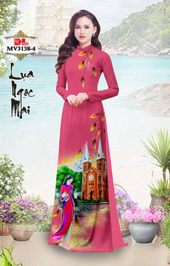 Vải Áo Dài Nhà Thờ Đức Bà Thiết Kế 2021 AD MV3138