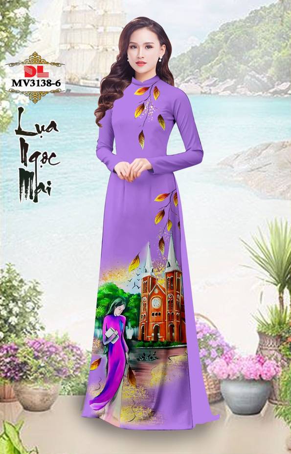 Vải Áo Dài Nhà Thờ Đức Bà Thiết Kế 2021 AD MV3138