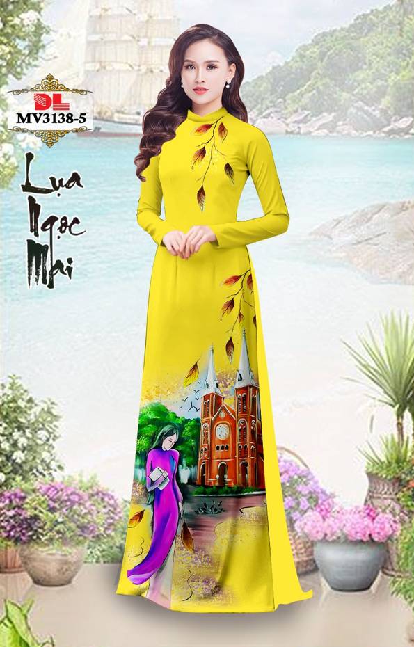 Vải Áo Dài Nhà Thờ Đức Bà Thiết Kế 2021 AD MV3138