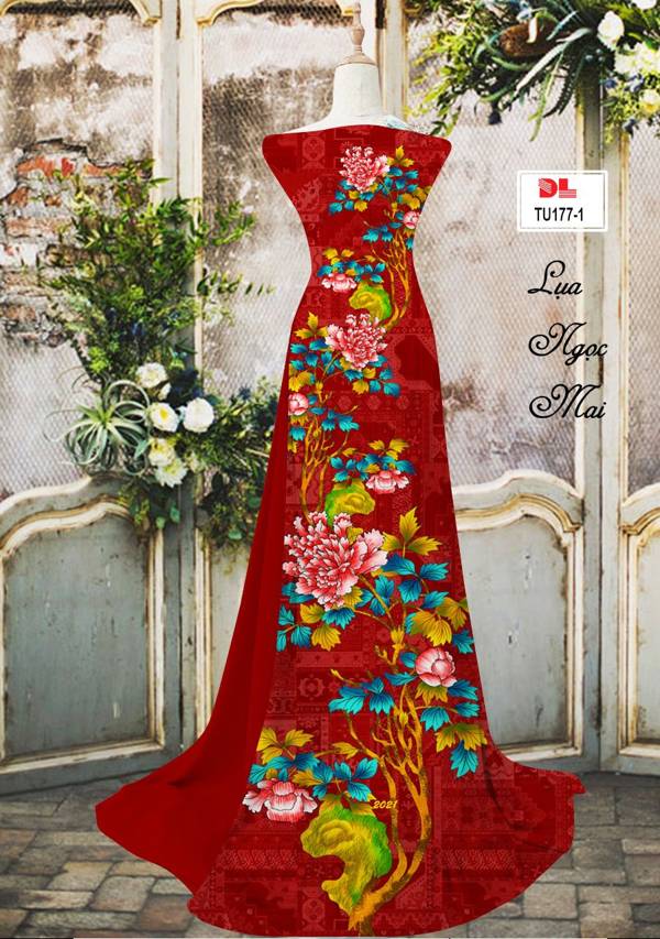 Vải Áo Dài Hoa Cẩm Chướng Vừa Ra  AD TU177
