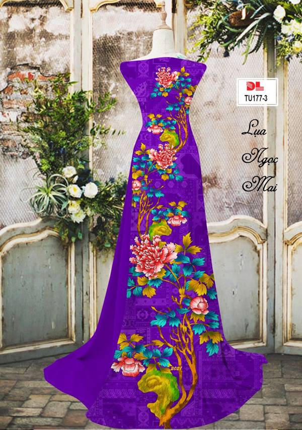 Vải Áo Dài Hoa Cẩm Chướng Vừa Ra  AD TU177