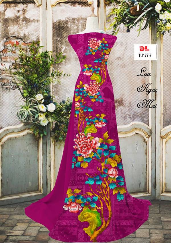Vải Áo Dài Hoa Cẩm Chướng Vừa Ra  AD TU177