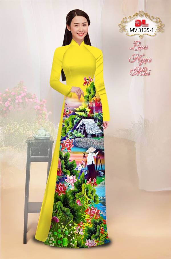 Vải Áo Dài Phong Cảnh Thiết Kế 2021 AD MV3135