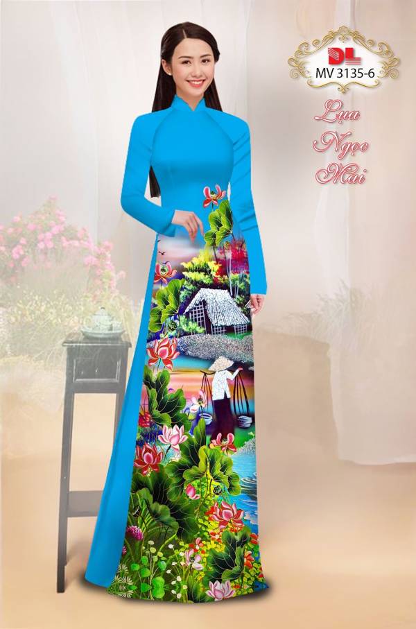 Vải Áo Dài Phong Cảnh Thiết Kế 2021 AD MV3135