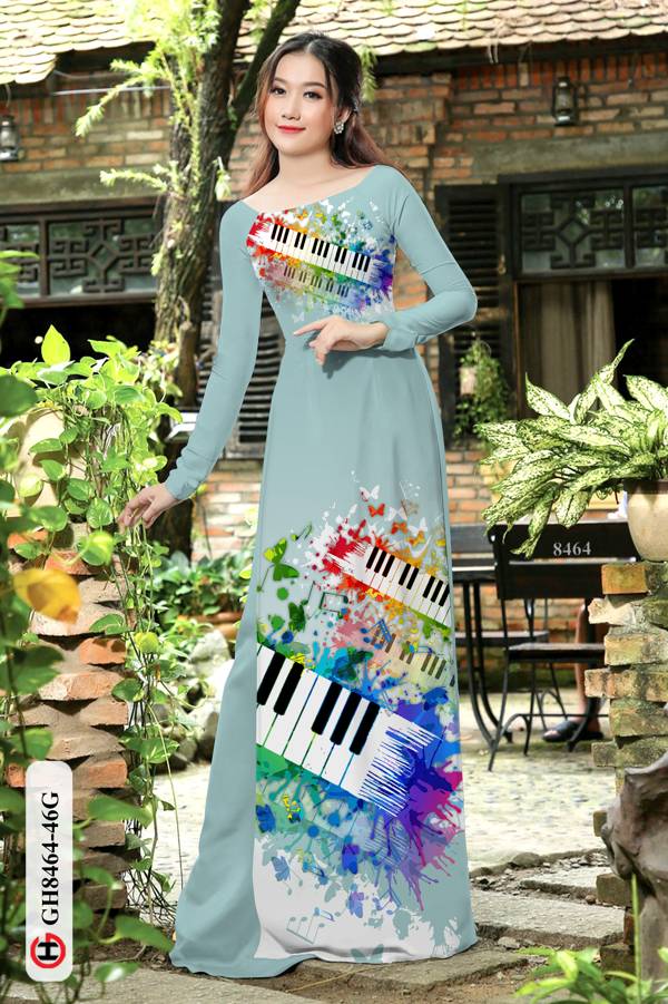 Vải Áo Dài Phím Đàn Thiết Kế 2021 AD GH8464
