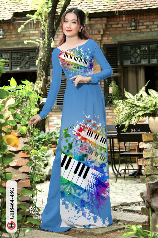 Vải Áo Dài Phím Đàn Thiết Kế 2021 AD GH8464