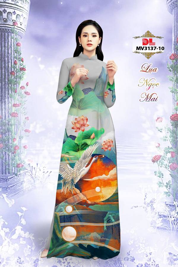 Vải Áo Dài Hoa Sen Thiết Kế 2021 AD MV3137 34 Vải Áo Dài Hoa Sen Thiết Kế 2021 AD MV3137