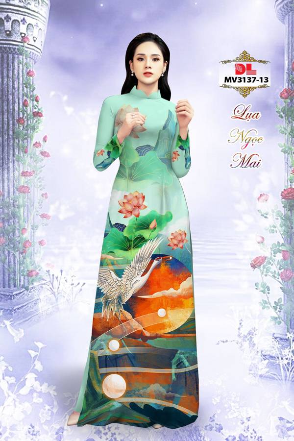 Vải Áo Dài Hoa Sen Thiết Kế 2021 AD MV3137 37 Vải Áo Dài Hoa Sen Thiết Kế 2021 AD MV3137