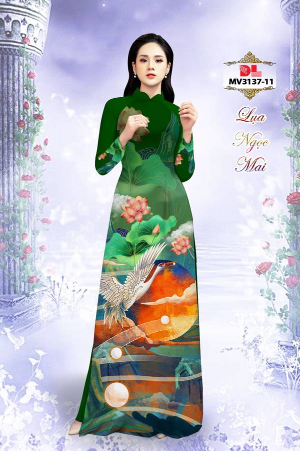 Vải Áo Dài Hoa Sen Thiết Kế 2021 AD MV3137 35 Vải Áo Dài Hoa Sen Thiết Kế 2021 AD MV3137