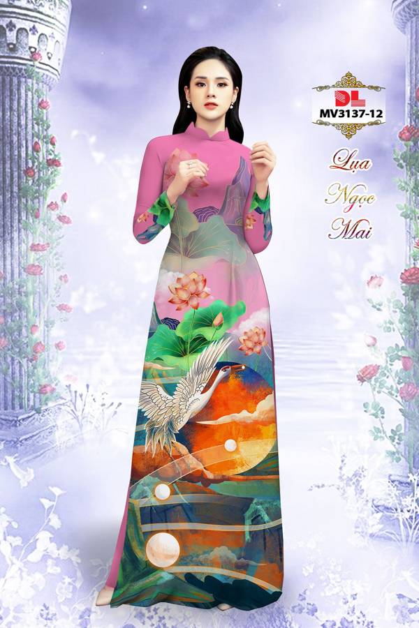 Vải Áo Dài Hoa Sen Thiết Kế 2021 AD MV3137 36 Vải Áo Dài Hoa Sen Thiết Kế 2021 AD MV3137