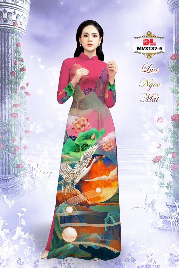 Vải Áo Dài Hoa Sen Thiết Kế 2021 AD MV3137 44 Vải Áo Dài Hoa Sen Thiết Kế 2021 AD MV3137