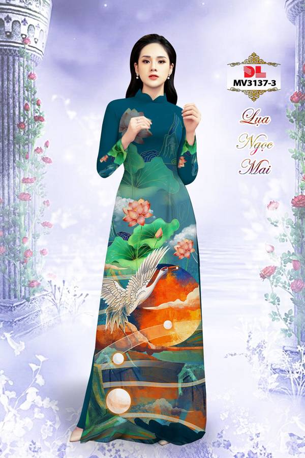 Vải Áo Dài Hoa Sen Thiết Kế 2021 AD MV3137 42 Vải Áo Dài Hoa Sen Thiết Kế 2021 AD MV3137