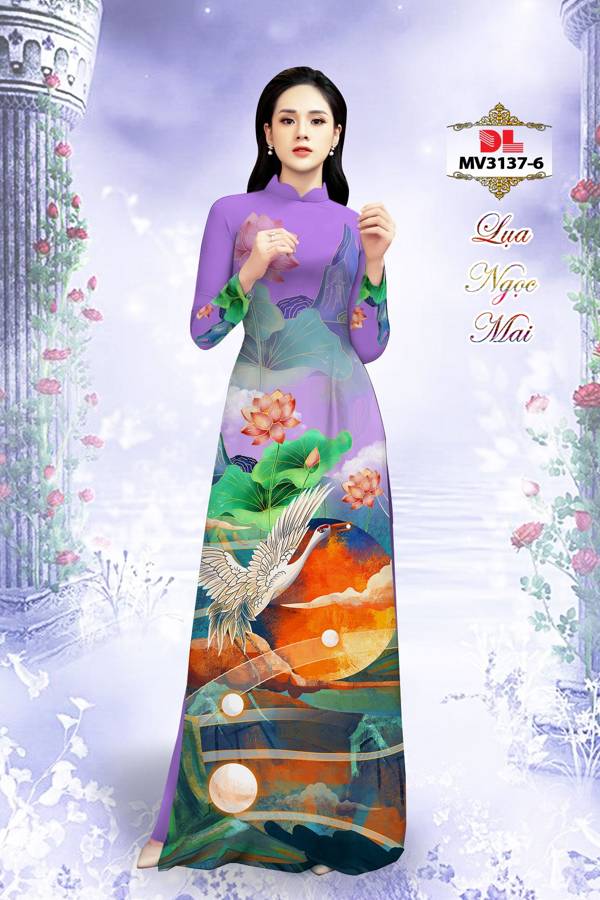 Vải Áo Dài Hoa Sen Thiết Kế 2021 AD MV3137 45 Vải Áo Dài Hoa Sen Thiết Kế 2021 AD MV3137