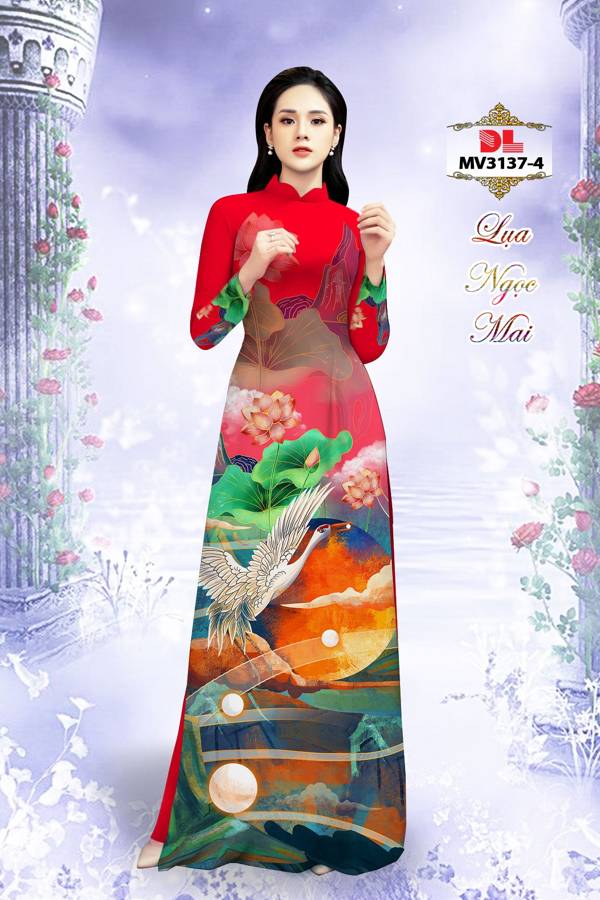 Vải Áo Dài Hoa Sen Thiết Kế 2021 AD MV3137 43 Vải Áo Dài Hoa Sen Thiết Kế 2021 AD MV3137