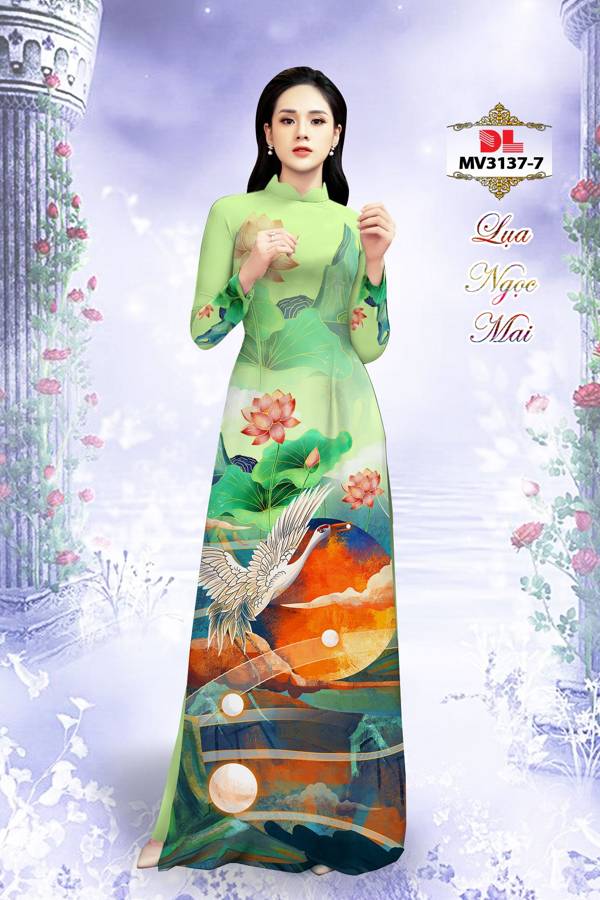 Vải Áo Dài Hoa Sen Thiết Kế 2021 AD MV3137 46 Vải Áo Dài Hoa Sen Thiết Kế 2021 AD MV3137